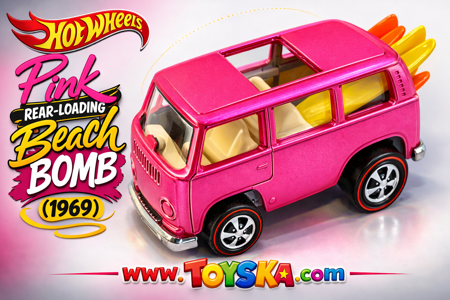 Pink Rear Loading Beach Bomb 1969 Hot Wheels