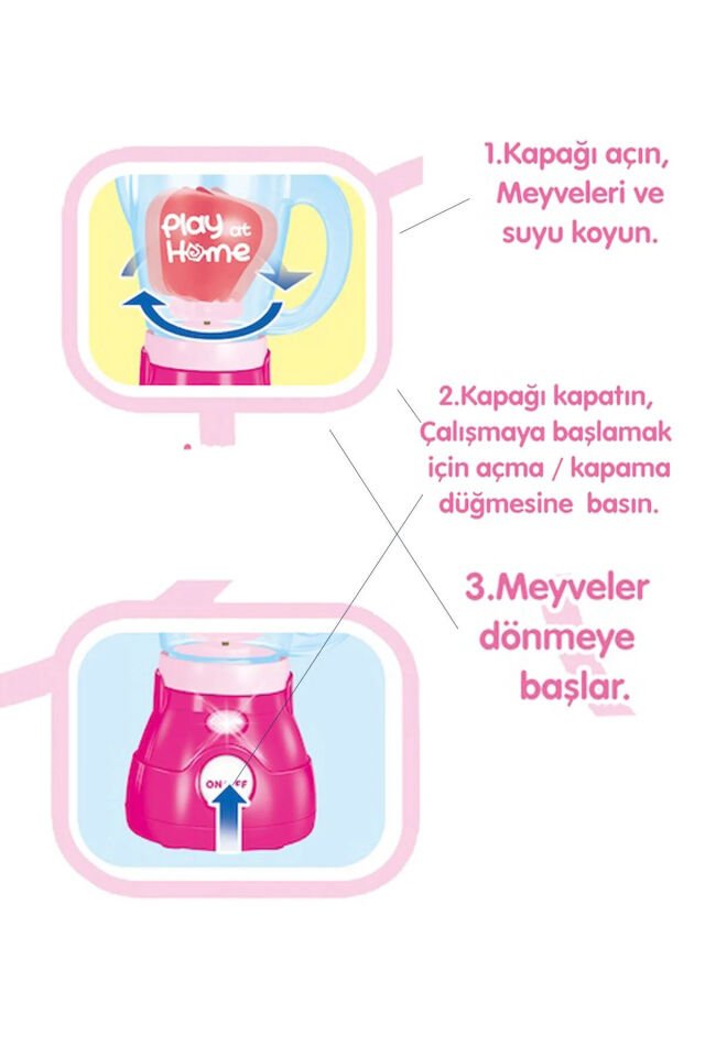 Işıklı Sesli Gerçekçi Oyuncak Blender – Aksesuarlı Mutfak Seti (6 Parça)