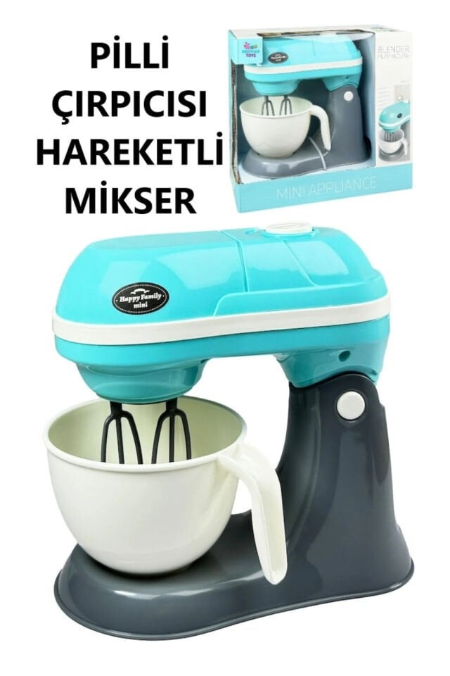 Oyuncak Mutfak Mikseri – Pilli, Işıklı ve Sesli, 360° Döner – Mavi