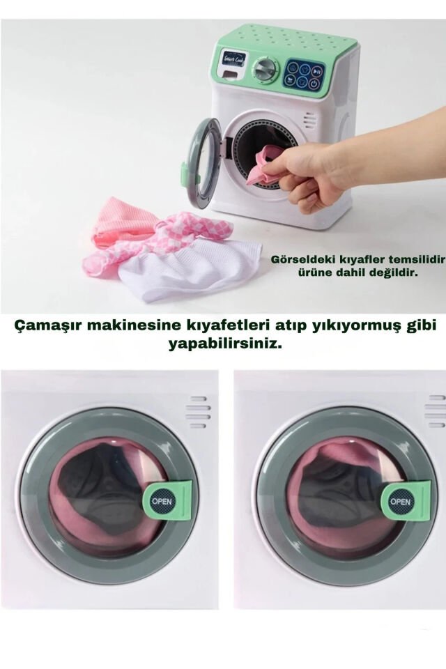 Çamaşır Makinası - Dokunmatik Ekranlı - Kutulu Işıklı Müzikli Mavi