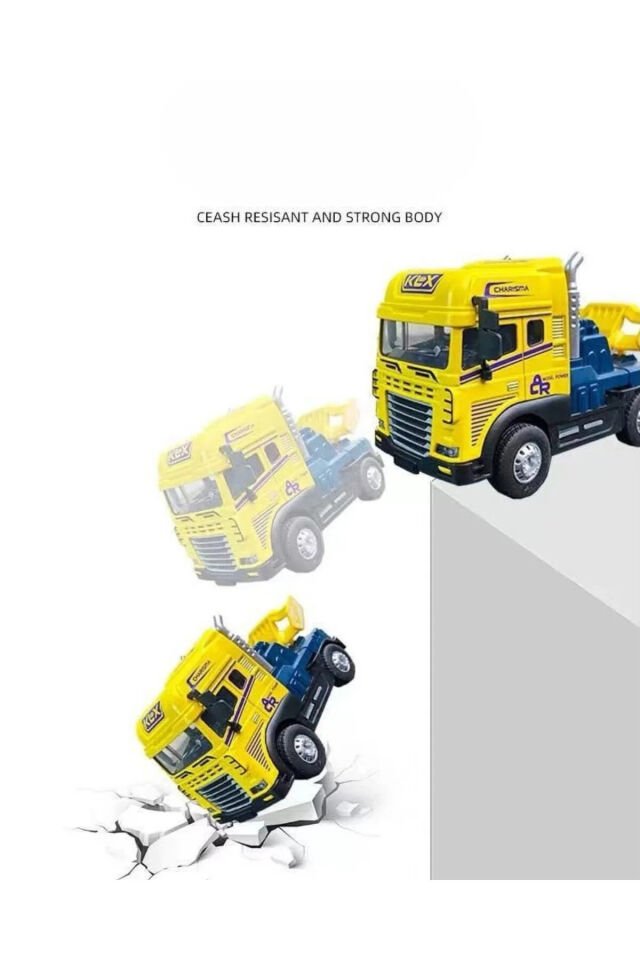 Metal Tır Kafası Sürtmeli Işıklı Müzikli 1:24 Çekici Oyuncak