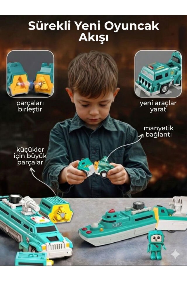 Manyetik Dönüşebilen Robot & Araç Yapı Oyuncak Seti (25 Parça)
