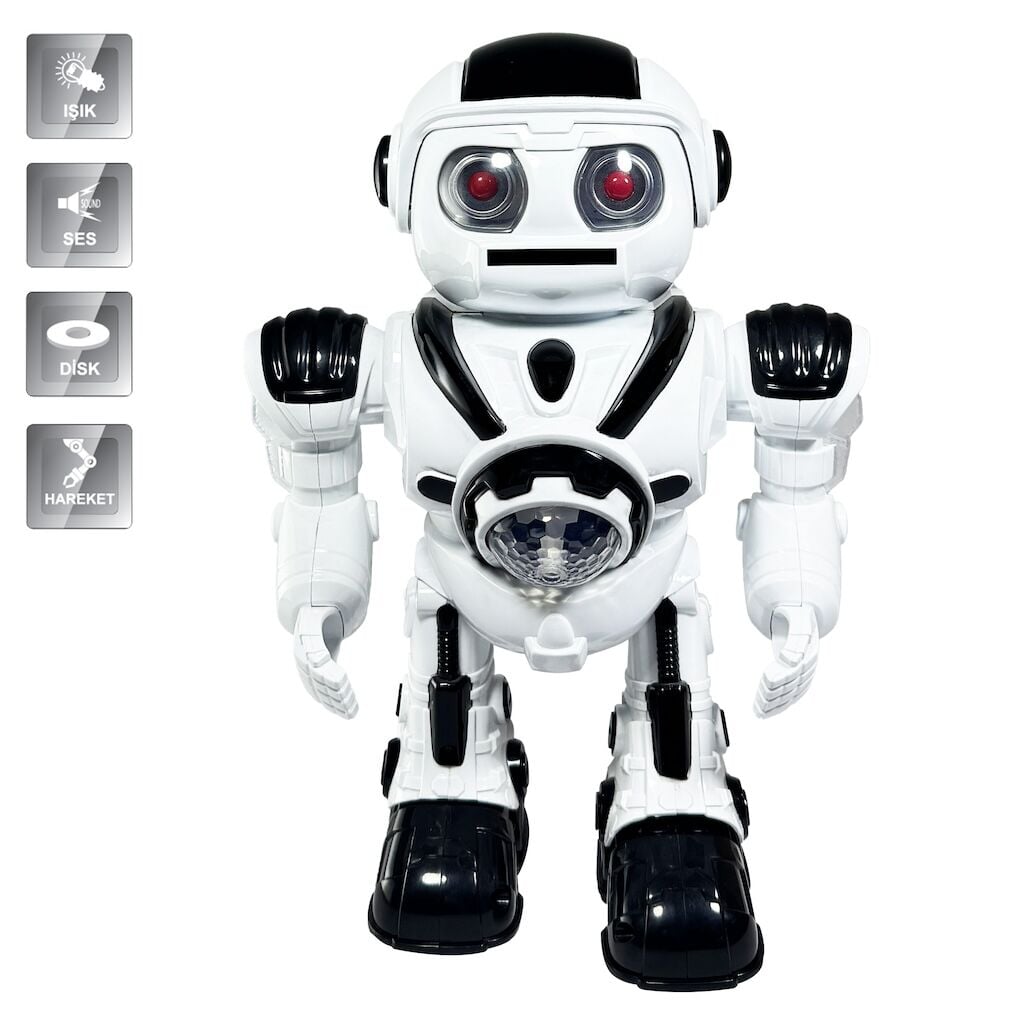 Vardem Işıklı ve Müzikli Disk Atan İnteraktif Uzay Savaşçısı Pilli Oyuncak Robot - Siyah