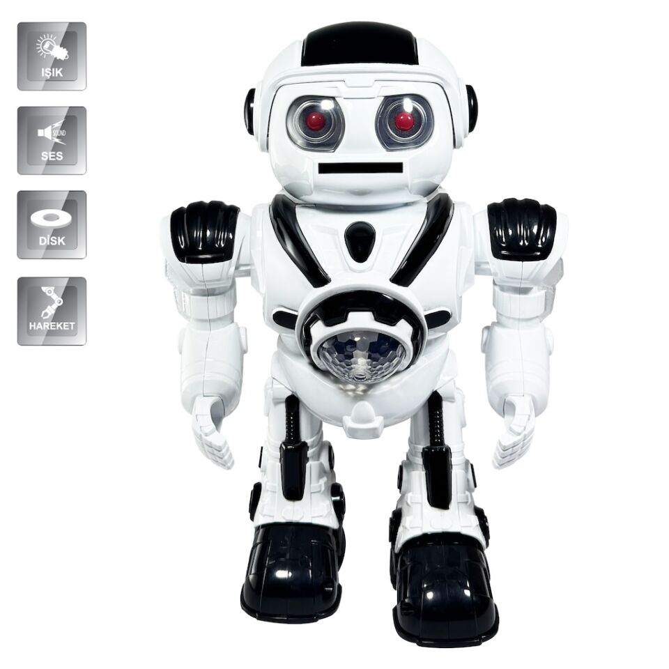 Vardem Işıklı ve Müzikli Disk Atan İnteraktif Uzay Savaşçısı Pilli Oyuncak Robot - Siyah