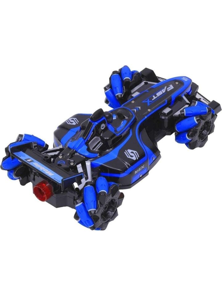 Bilek Kontrollü Duman Atan Işıklı Uzaktan Kumandalı RC Yarış Arabası 2.4G - Mavi