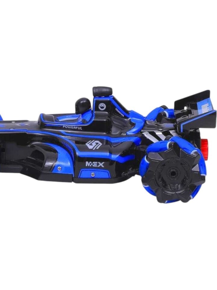 Bilek Kontrollü Duman Atan Işıklı Uzaktan Kumandalı RC Yarış Arabası 2.4G - Mavi