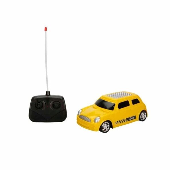 RC Mini Cooper Tarzı Araba | 4 Fonksiyon Uzaktan Kumandalı Oyuncak - Sarı