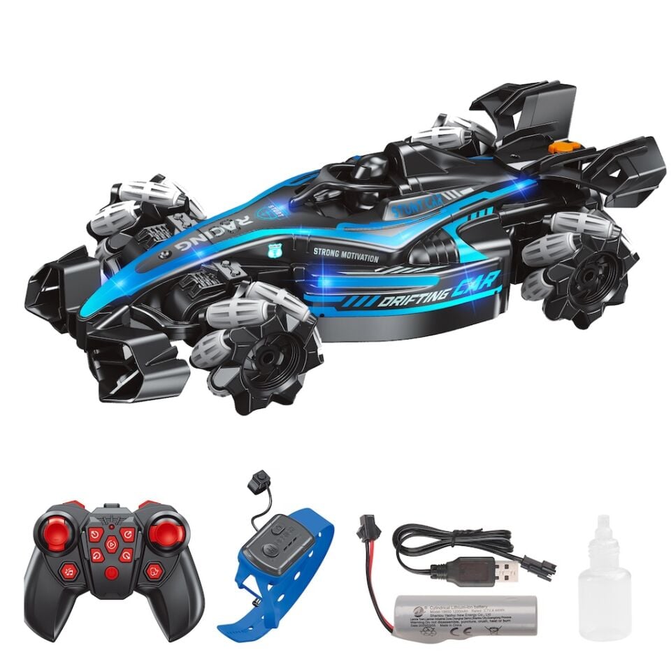 Bilekten Kontrol Uzaktan Kumandalı Buharlı 2.4G Şarjlı Drift Yarış Arabası - Mavi