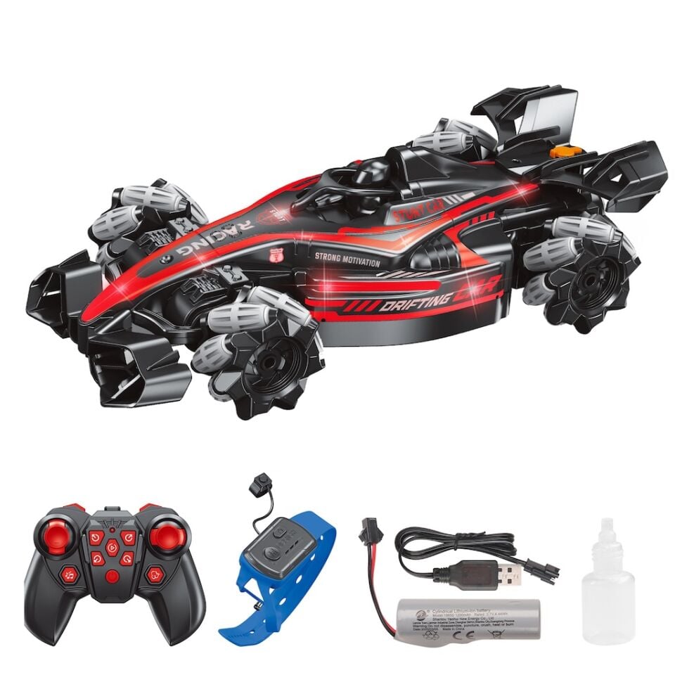 Bilekten Kontrol Uzaktan Kumandalı Buharlı 2.4G Şarjlı Drift Yarış Arabası - Kırmızı