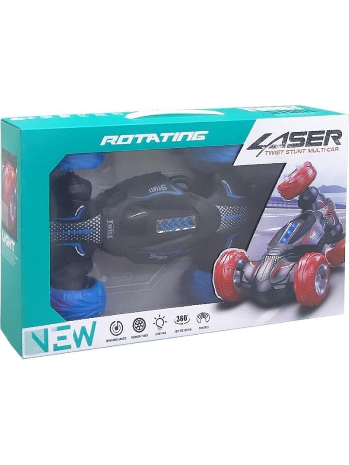 Işıklı 360° Twist Stunt Uzaktan Kumandalı Akrobat Oyuncak Araba - Mavi