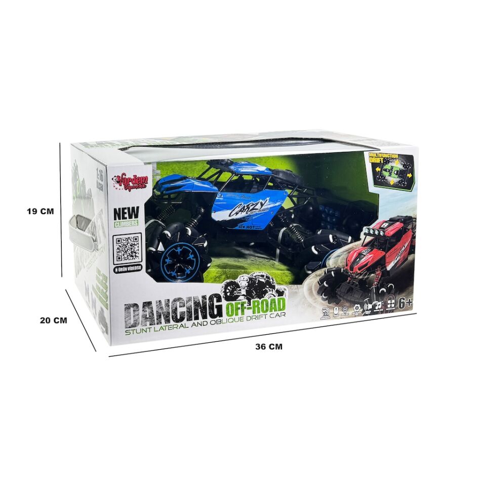 Uzaktan Kumandalı Full Fonksiyon Şarjlı 2.4 Ghz 1:16 Off Road Arazi Arabası - Mavi