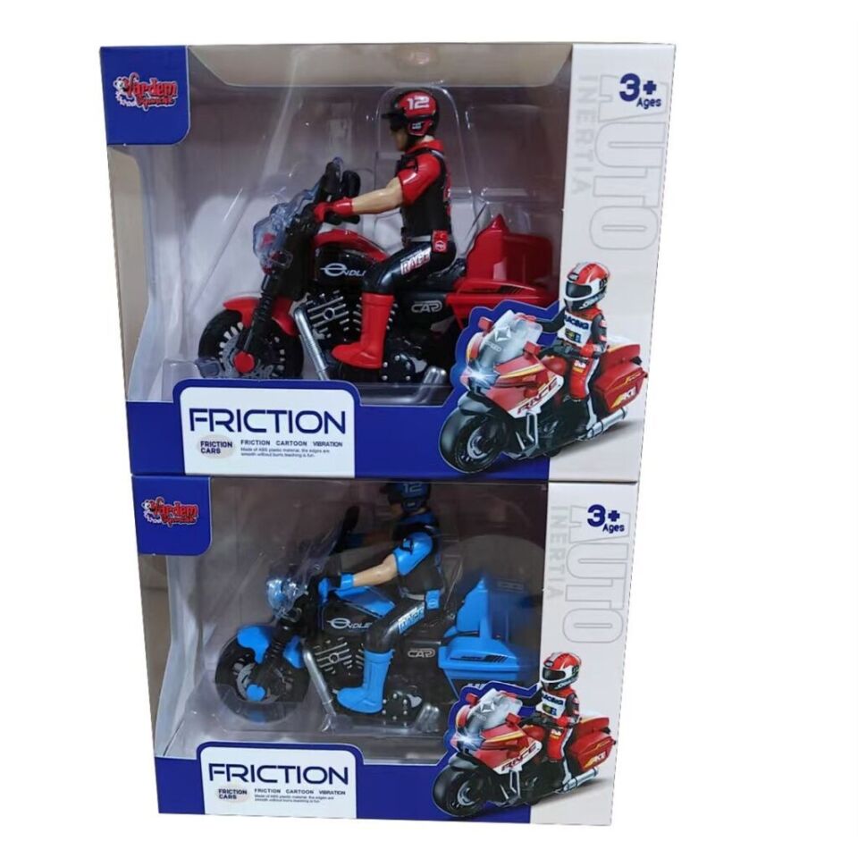 Sürtünmeli Yarış Motoru Oyuncağı – Sürücülü, kutulu Spor Tasarım - Mavi