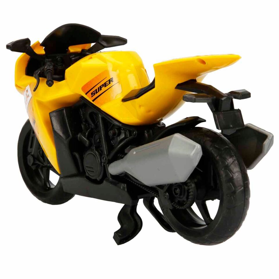 Detaylı Spor Yarış Motosikleti Oyuncak – Dayanıklı Büyük Boy - Sarı