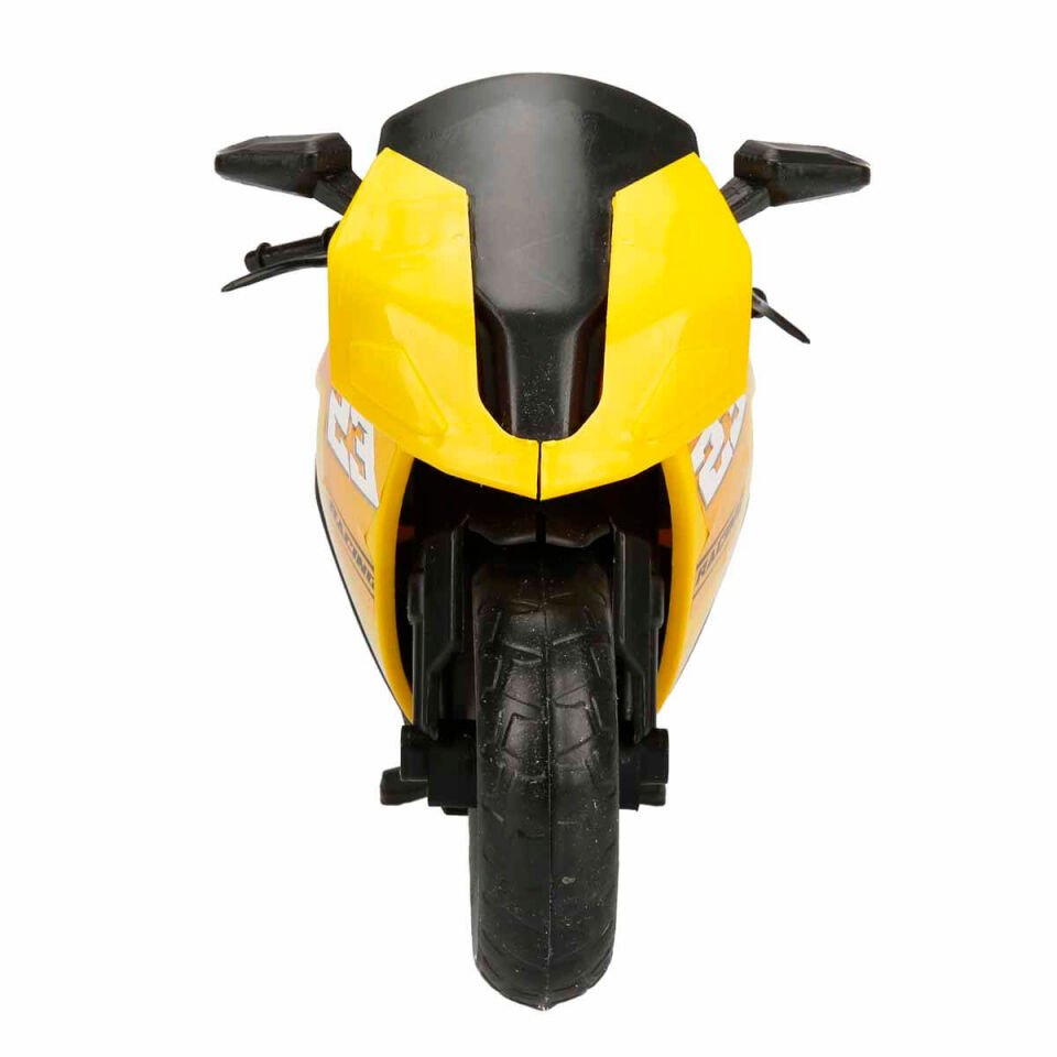 Detaylı Spor Yarış Motosikleti Oyuncak – Dayanıklı Büyük Boy - Sarı