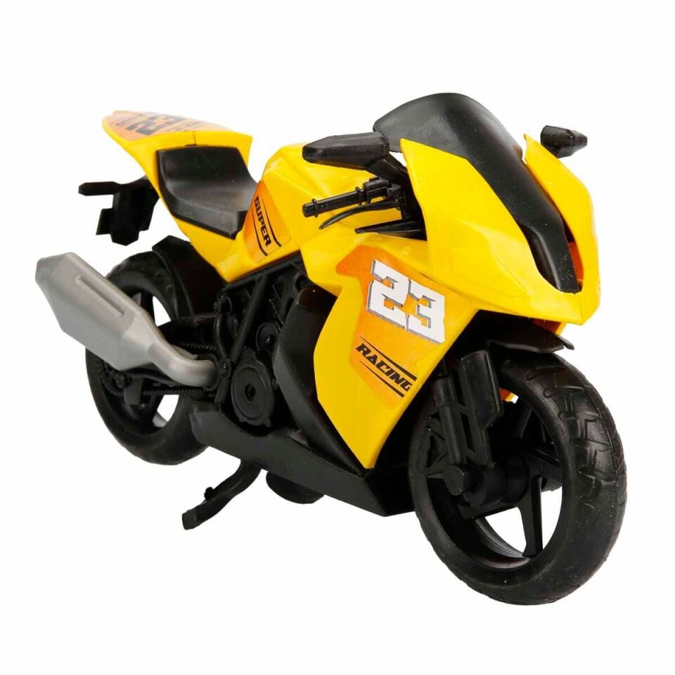 Detaylı Spor Yarış Motosikleti Oyuncak – Dayanıklı Büyük Boy - Sarı