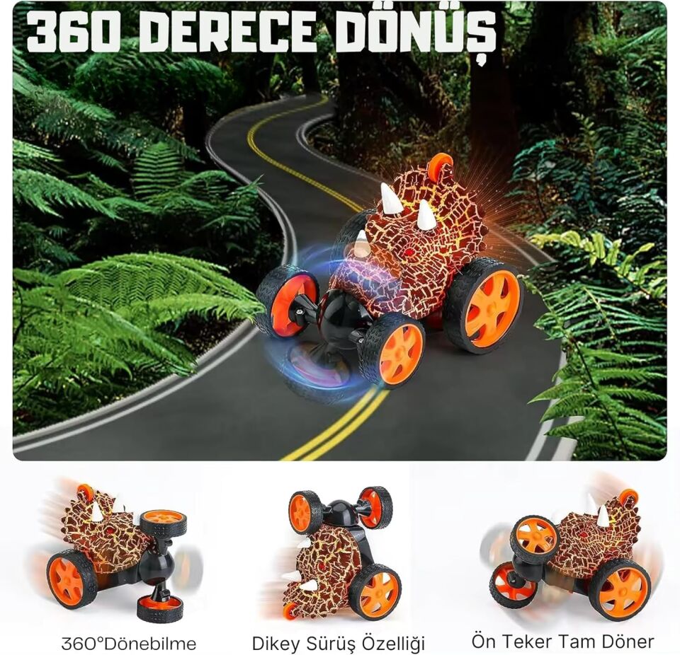Uzaktan Kumandalı Dinozor Araba 360° Hareketli, Pilli,ışıklı, Drift Atan Full Fonksiyon