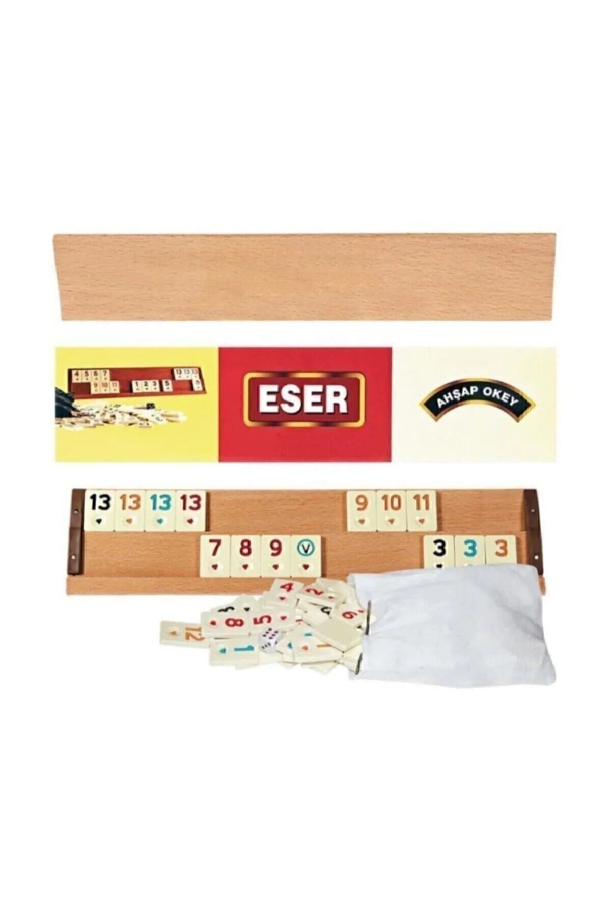 Büyük Boy Ahşap Okey Takımı - Taşlı Set Oyun Seti