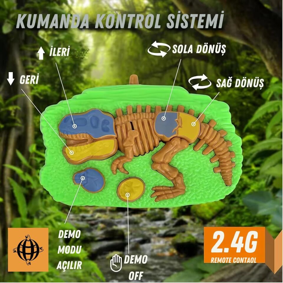 Uzaktan Kumandalı Dinozor Araba 360° Hareketli, Pilli,ışıklı, Drift Atan Full Fonksiyon