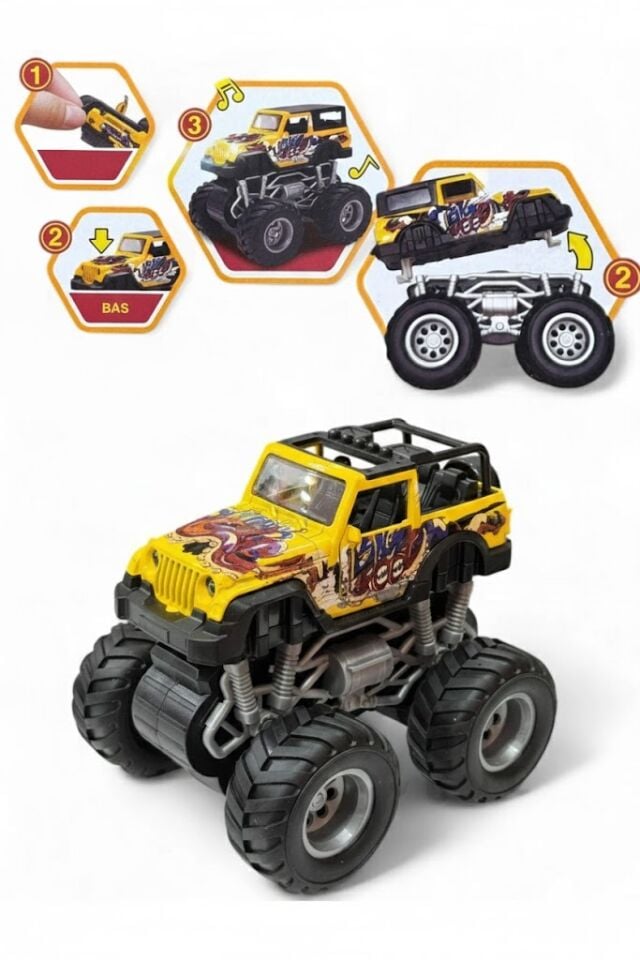 Sürtmeli Işıklı ve Müzikli 1:32 Safari 4x4 Kral Jeep - Off Road