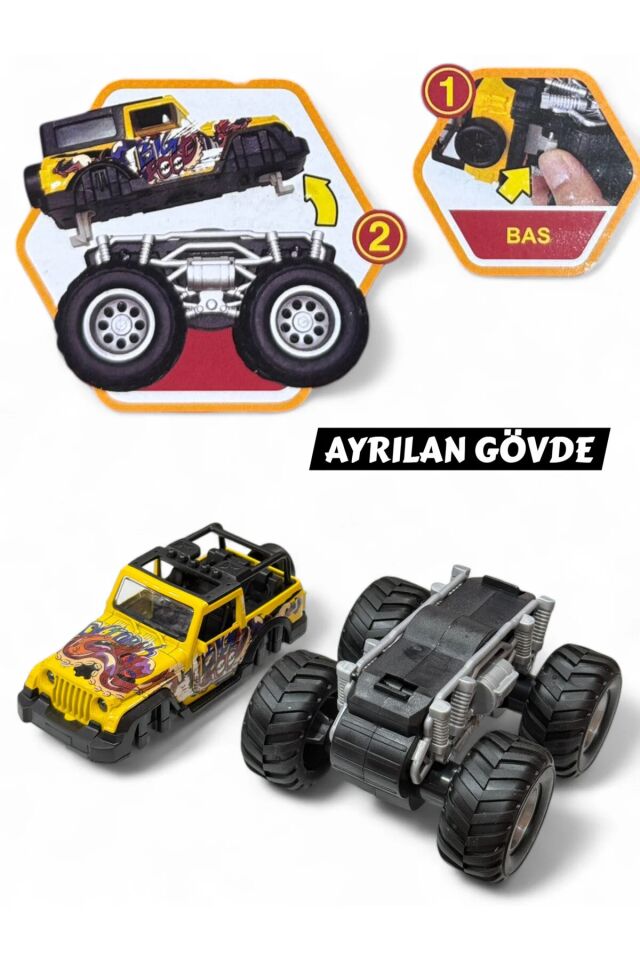 Sürtmeli Işıklı ve Müzikli 1:32 Safari 4x4 Kral Jeep - Off Road