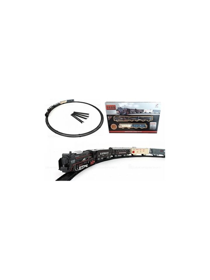 Rail King 19 Parça Pilli Işıklı Klasik Tren Seti - Lokomotif ve Vagonlu