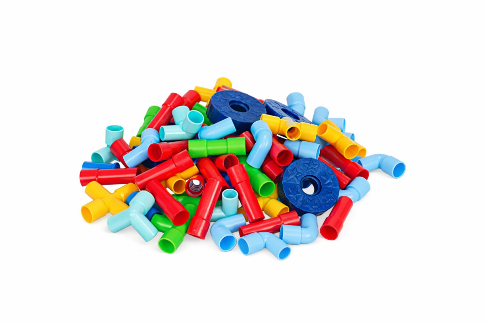 Boru Blok Yapı Oyuncağı - Tekerlekli 72 Parça Boru Blok Eğitici Yapı Seti