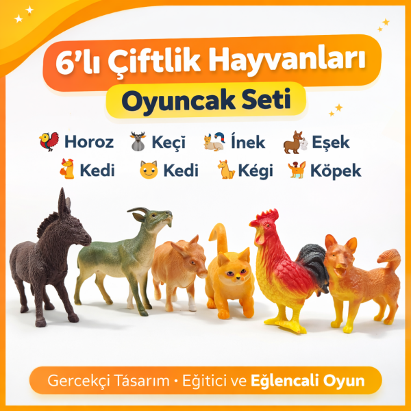 Gerçekçi Çiftlik Hayvanları Oyuncak Seti 6’lı