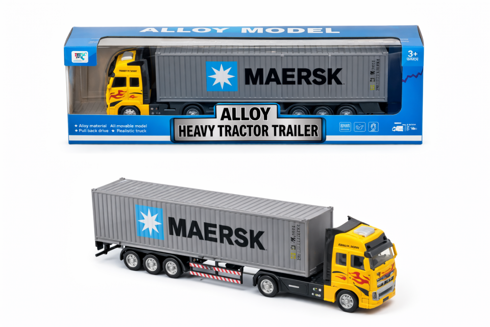 Konteyner Kamyonu Oyuncak - Ayrılabilir ve Çek Bırak - Sarı