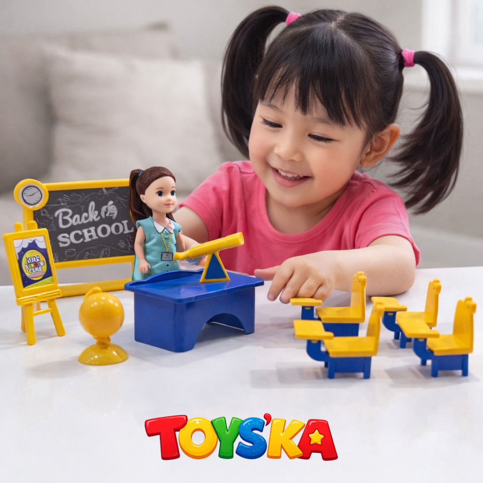 Okul Sınıfı Oyuncak Seti – Öğretmenli - Eğitici Okul Oyun Seti