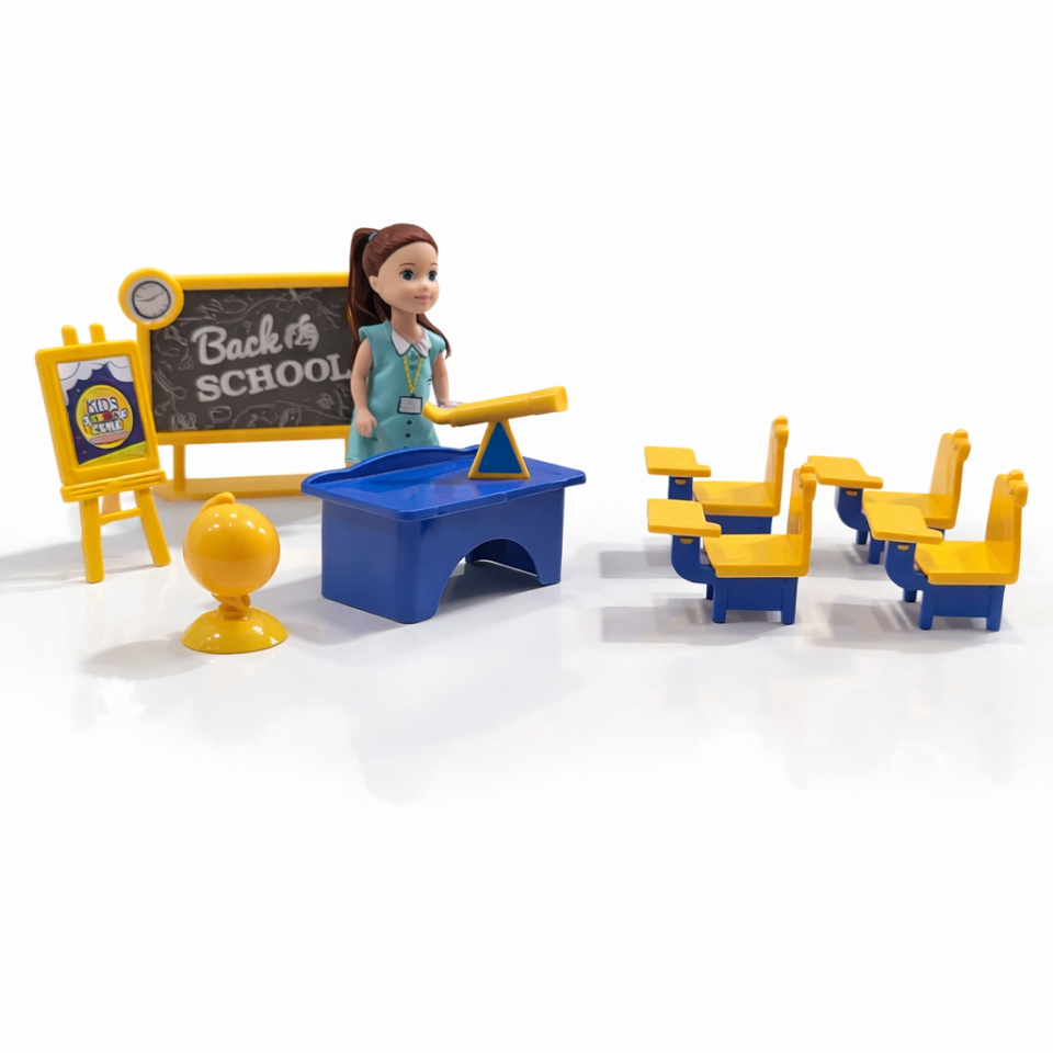 Okul Sınıfı Oyuncak Seti – Öğretmenli - Eğitici Okul Oyun Seti