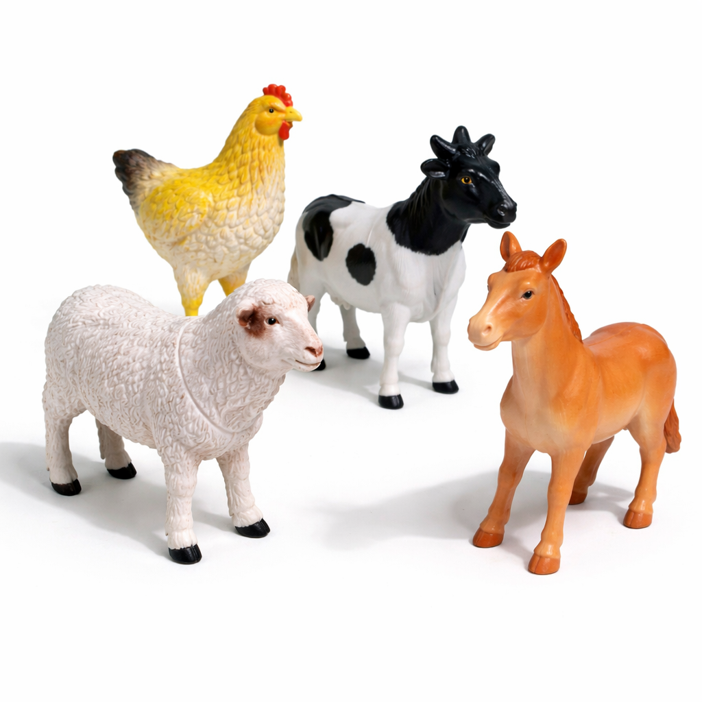 Çiftlik Hayvanları Figür Seti (4’lü) – İnek, Koyun, Tavuk, At