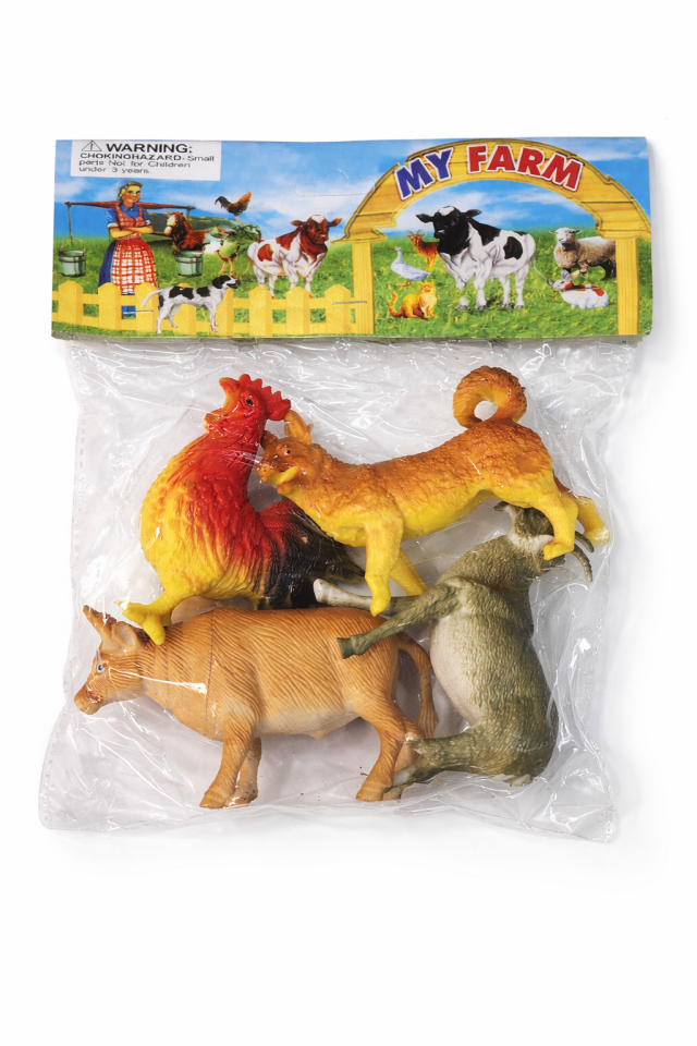 Çiftlik Hayvanları Figür Seti (Keçi, Horoz, Köpek, İnek) 4’lü