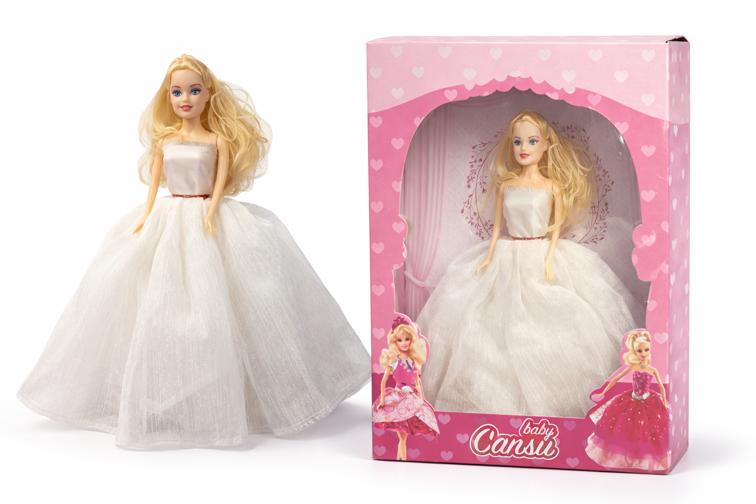 Gelinklikli Bebek - Beyaz Prenses Bebek 28cm