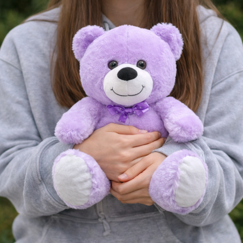 Mor Peluş Ayıcık – Sevgiliye Özel Kaliteli Peluş Oyuncak Ayı - 35CM - Sevgililer Günü Hediyesi 35CM