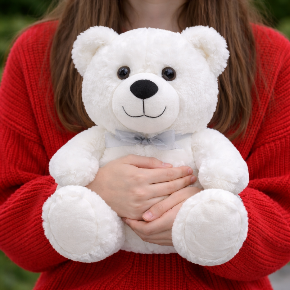 Beyaz Peluş Ayıcık – Sevgiliye Özel Kaliteli Peluş Oyuncak Ayı - 35CM - Sevgililer Günü Hediyesi 35CM