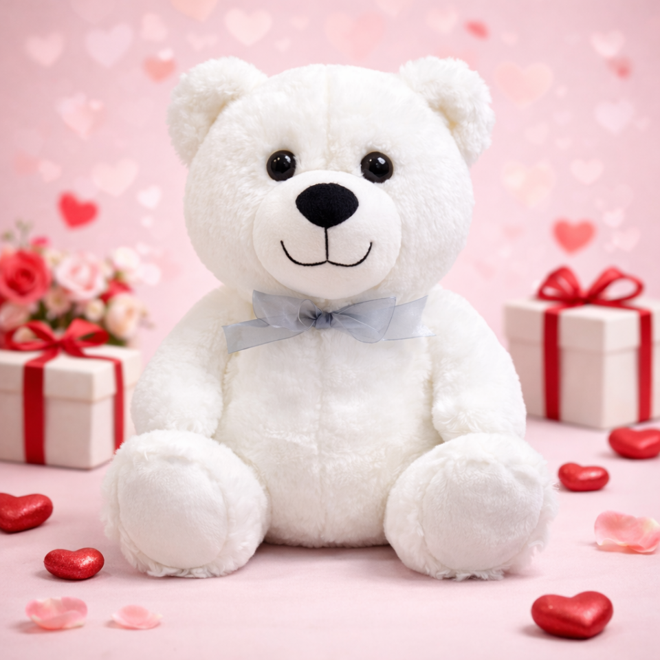 Beyaz Peluş Ayıcık – Sevgiliye Özel Kaliteli Peluş Oyuncak Ayı - 35CM - Sevgililer Günü Hediyesi 35CM