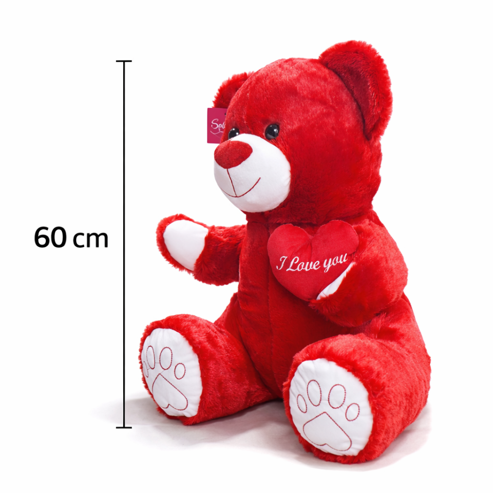 Büyük Boy Kırmızı Kalpli Peluş Ayıcık - Premium Yumuşak Dokulu Sevimli Peluş Ayı 60 CM
