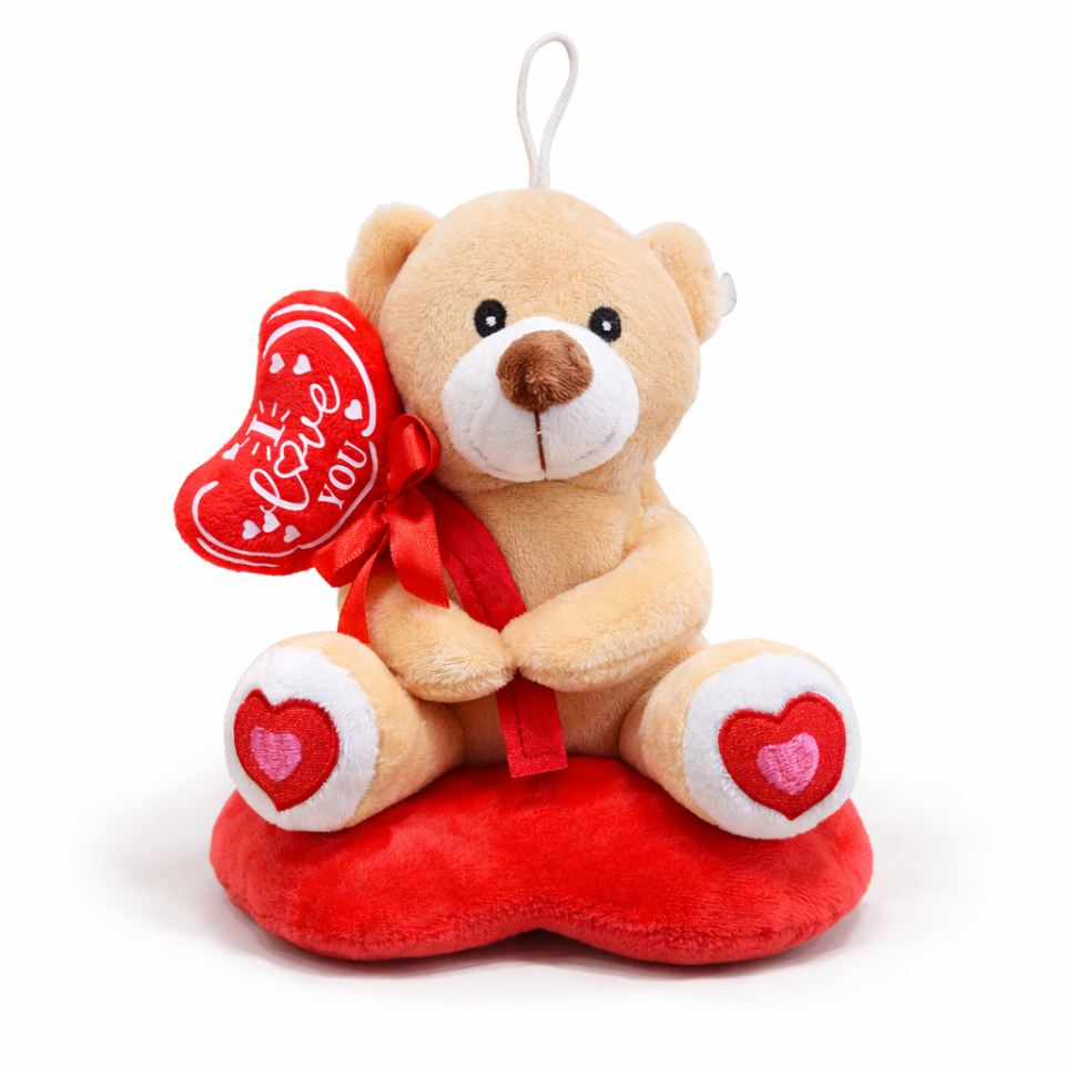 Sevimli Kalpli Peluş Ayıcık - Aşk Dolu Peluş Ayı - 19 CM