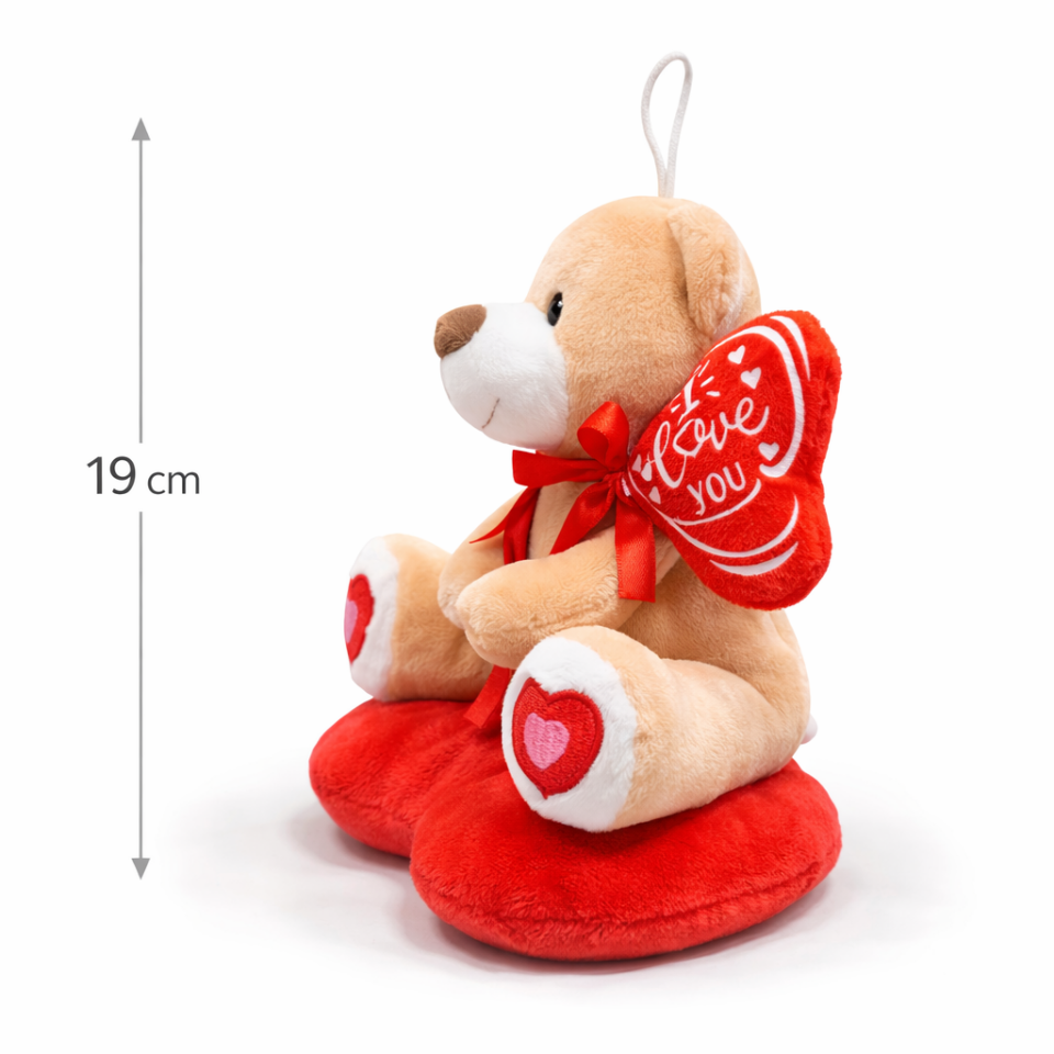 Sevimli Kalpli Peluş Ayıcık - Aşk Dolu Peluş Ayı - 19 CM