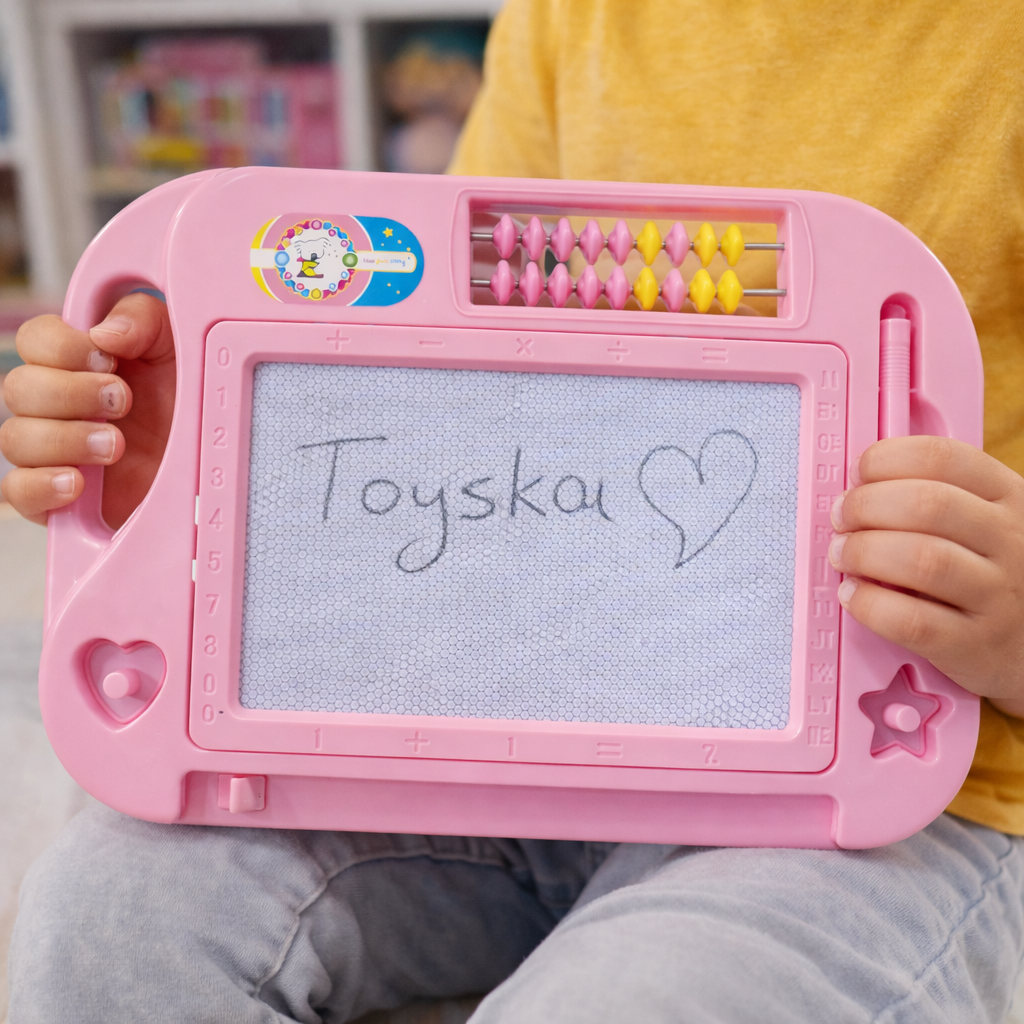Manyetik Yaz-Sil Eğitim Tahtası - Eğitici ve Eğlenceli Pembe