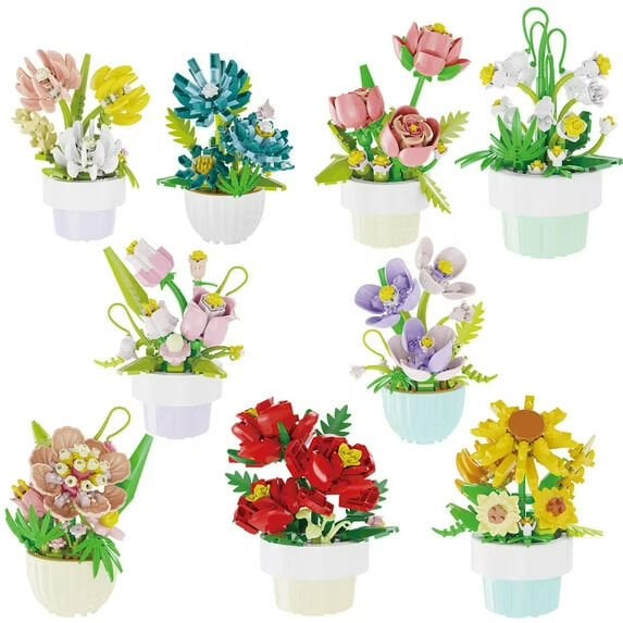 Yapım Çiçek Saksısı Seti - Dekoratif Yap-Boz Çiçek - (217 Parça)