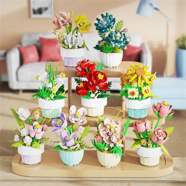 Yapım Çiçek Saksısı Seti - Dekoratif Yap-Boz Çiçek - (tam set 9 farklı model)