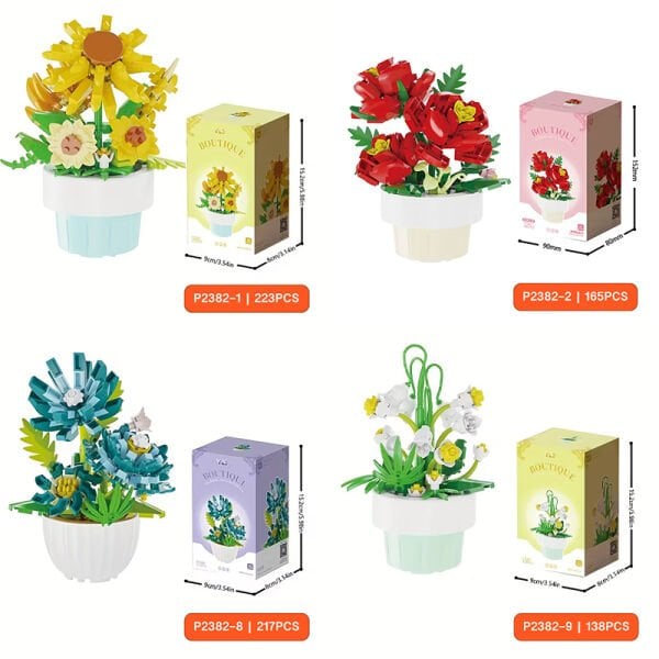 Yapım Çiçek Saksısı Seti - Dekoratif Yap-Boz Çiçek - (tam set 9 farklı model)