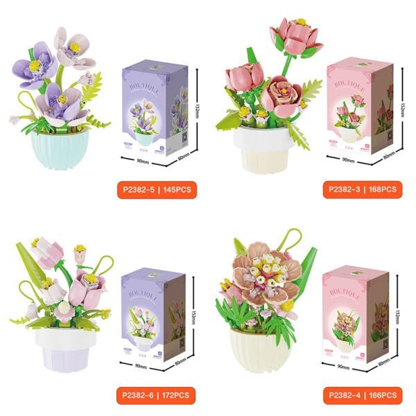 Yapım Çiçek Saksısı Seti - Dekoratif Yap-Boz Çiçek - (tam set 9 farklı model)