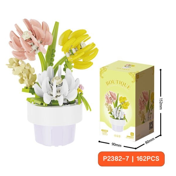Yapım Çiçek Saksısı Seti - Dekoratif Yap-Boz Çiçek - (tam set 9 farklı model)