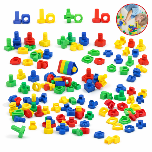Eğitici Montaj Oyuncağı - Geometrik Somun & Civata Eğitici Oyuncak – 66 Parça