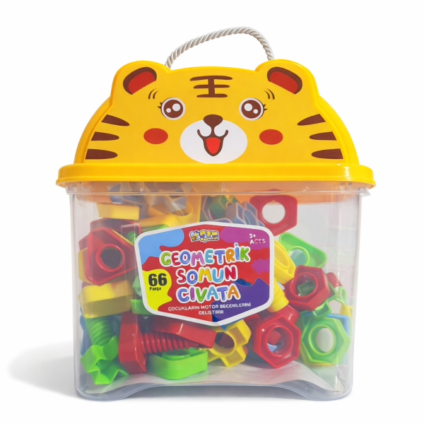 Eğitici Montaj Oyuncağı - Geometrik Somun & Civata Oyuncağı – 66 Parça