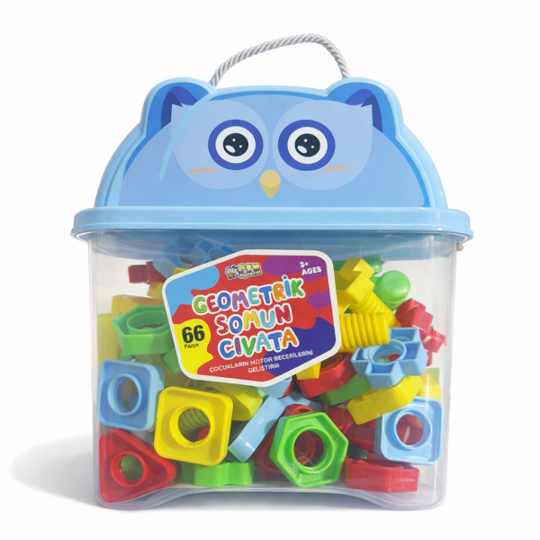 Eğitici Montaj Oyuncağı - Geometrik Somun & Civata Oyuncağı – 66 Parça