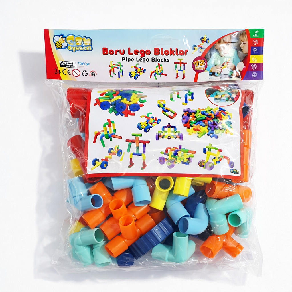 Eğitici Boru Lego Yapı Oyuncak Seti – 72 Parça