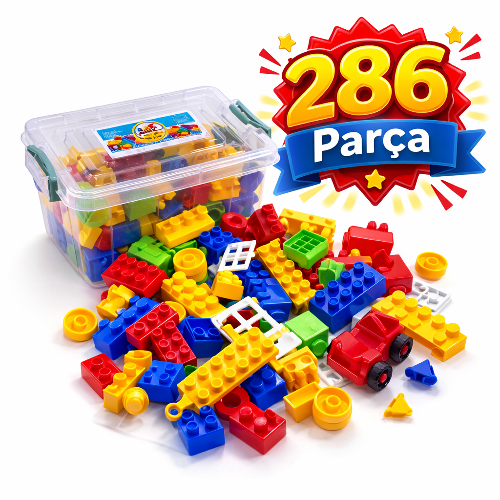 Eğitici Renkli Blok Oyuncak Seti –  ( 286 Parça Yapı Seti )